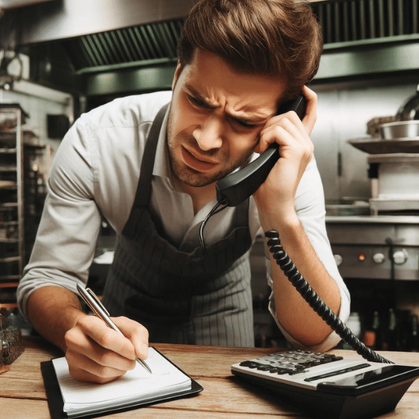 Chef looking worried trying to choose which online ordering system is good for him