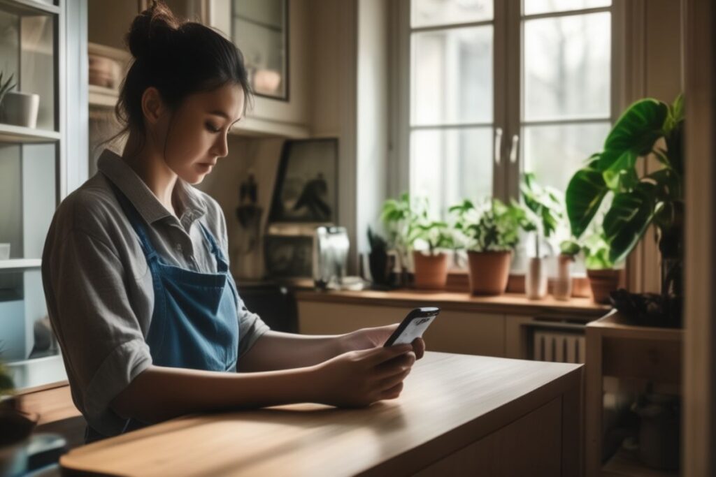 Customer placing an online order using online payments