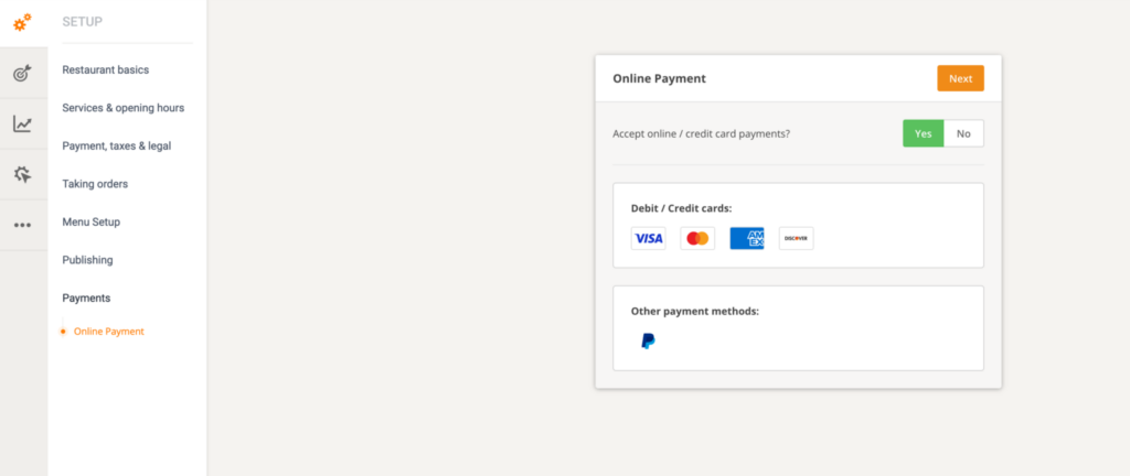 online payment credit card setup