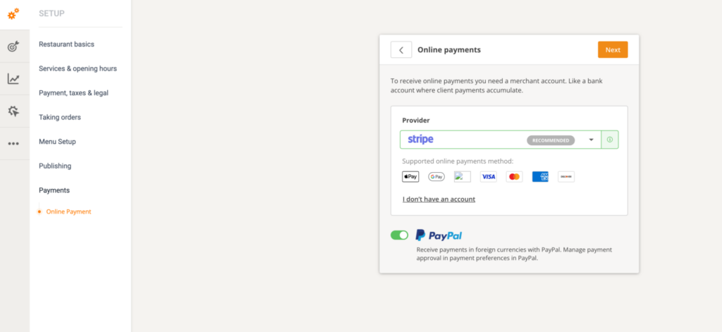 online payment stripe credit card setup